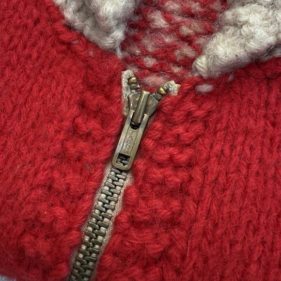 Vintage 40’s/50’s Hot Rod Motif Cowichan Shawl Collar Zip Front Sweater S/M - Picture 6 of 8